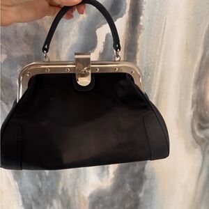 Elegant Black Clutch with Silver Frame